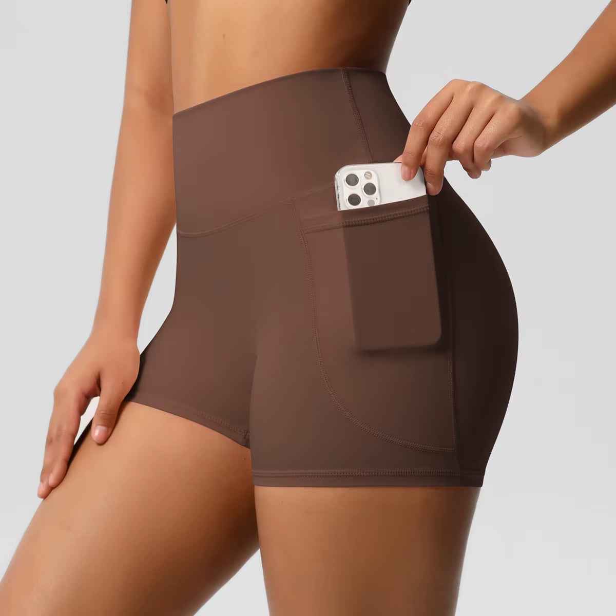 Women Sports Short with Pocketedyoga Legging Shorts Squat Proof High Waist Fitness Tight Shorts Quick Drying Cycling Workout Gym