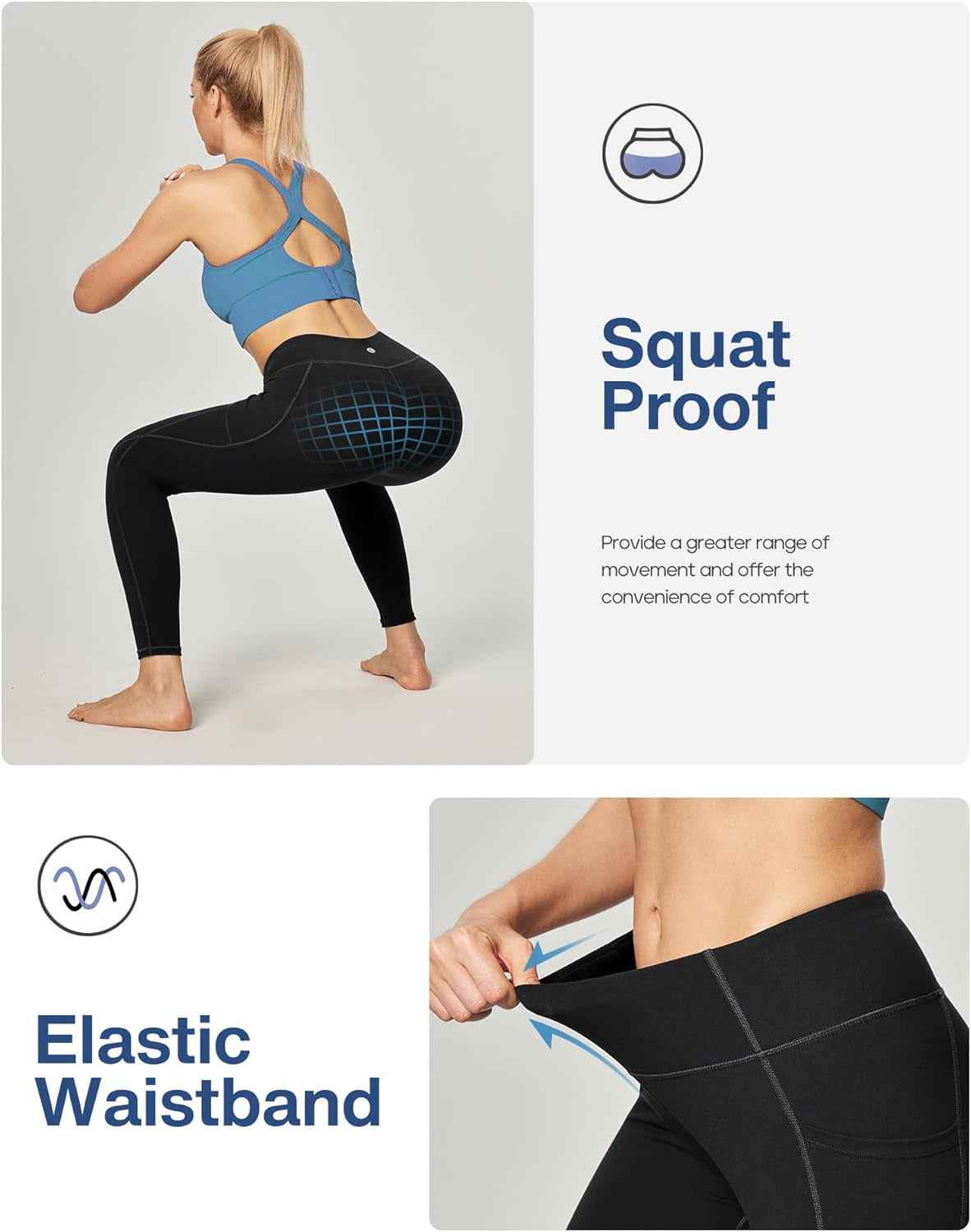Leggings with Pockets for Women Tummy Control High Waisted Yoga Pants Women Compression Workout Leggings