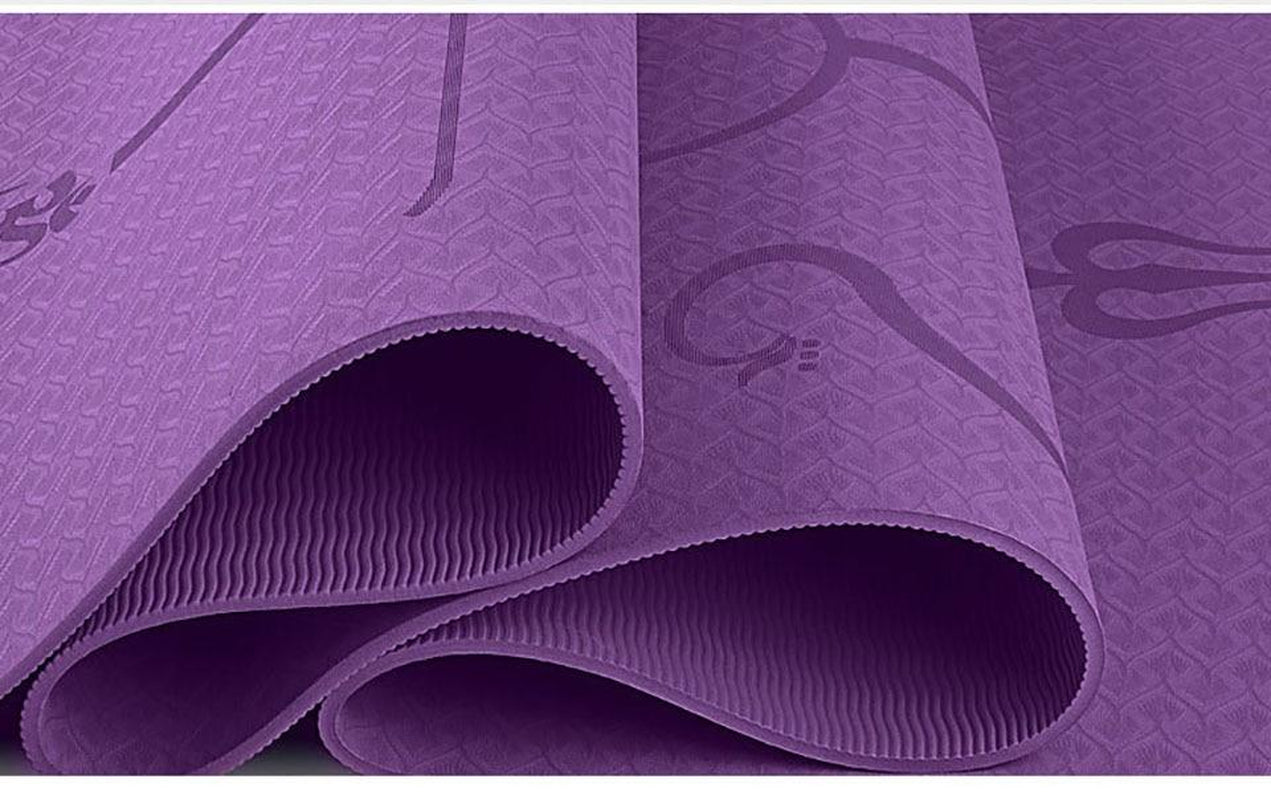 Non Slip Yoga Mat with Position Lines Beginner Fitness Exercise Workout