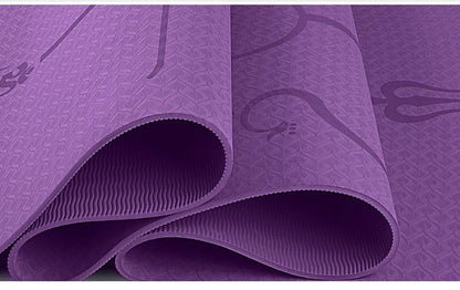 Non Slip Yoga Mat with Position Lines Beginner Fitness Exercise Workout