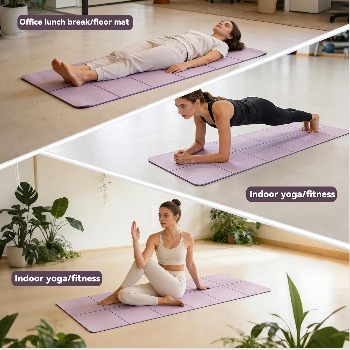 Foldable Yoga Mat Thick Non-Slip Exercise Mat | Packable Travel Fitness Mat, Carrying Bag Included, for Yoga, Pilates, Workout, Home & Gym Use
