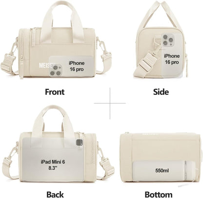 Small Gym Bag Bag with Wet Compartment and Coin Purse Duffel Bags Dance Yoga Workout Bag,Mini Gym Bag for Women (Small Gym Bag - Beige)