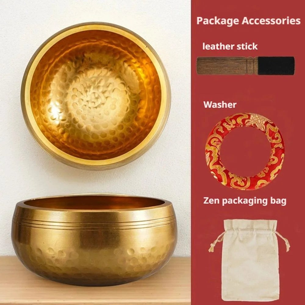 Singing Bowl Set 8 Cm Mallets and Yellow Ring Cushion Hand Hammered in Nepal Singing Bowl for Yoga, Chakra, Meditation Accessories