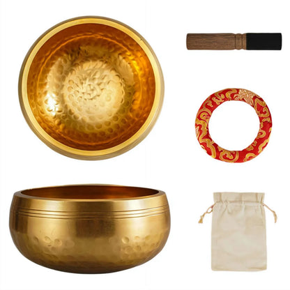 Singing Bowl Set 8 Cm Mallets and Yellow Ring Cushion Hand Hammered in Nepal Singing Bowl for Yoga, Chakra, Meditation Accessories