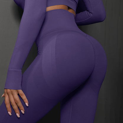 High Waist Seamless Yoga Pants Women'S Solid Color Full Length Leggings Fitness Hip up Running Sport Gym Legging Outfits