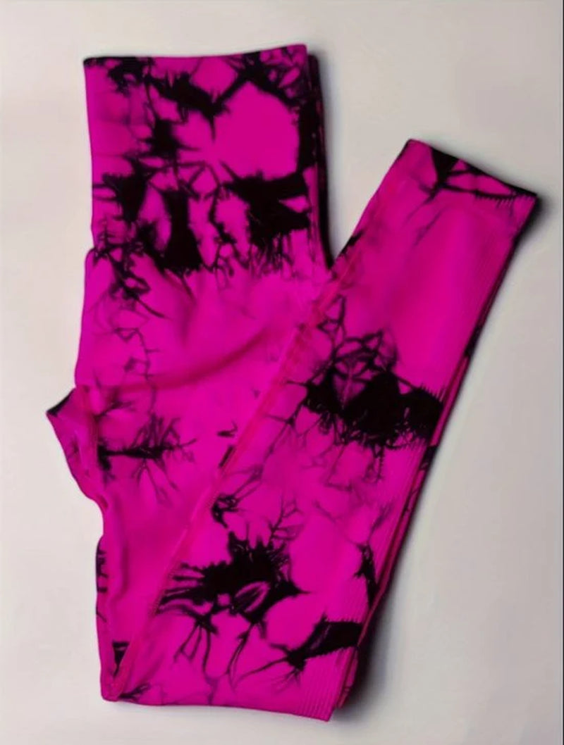 Rode Roos Sport Legging Dames – High Waist Fitness Legging Met Zwart Patroon – Elastische Yoga Legging Met Aansluitende Pasvorm – Sport Broek Voor Fitness Yoga Training En Hardlopen – Maat S