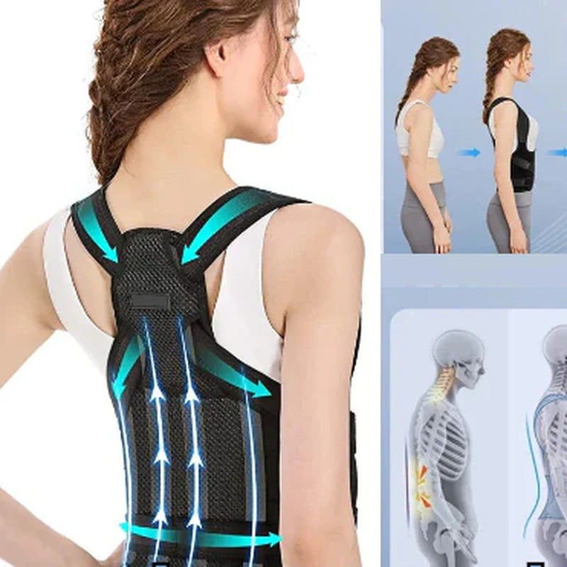 Posture Corrector for Women and Men, Back Support Brace for Neck Shoulder & Upper and Lower Back Pain Relief, Invisible Adjustable Lightweight Posture Corrector under Clothes(Black, Large)