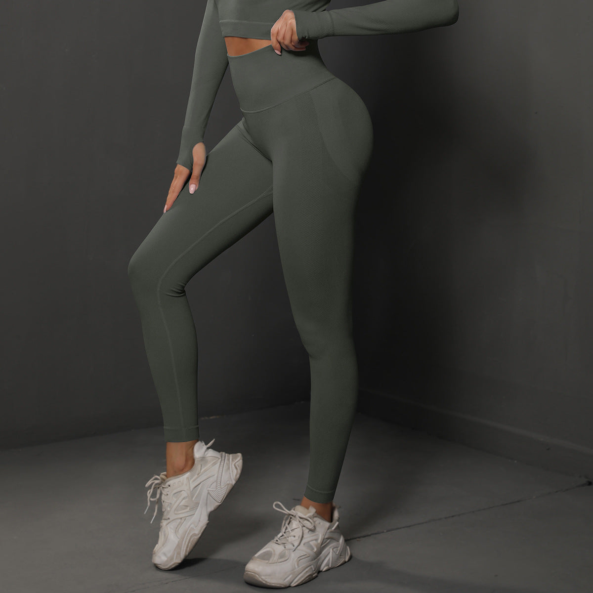 High Waist Seamless Yoga Pants Women'S Solid Color Full Length Leggings Fitness Hip up Running Sport Gym Legging Outfits