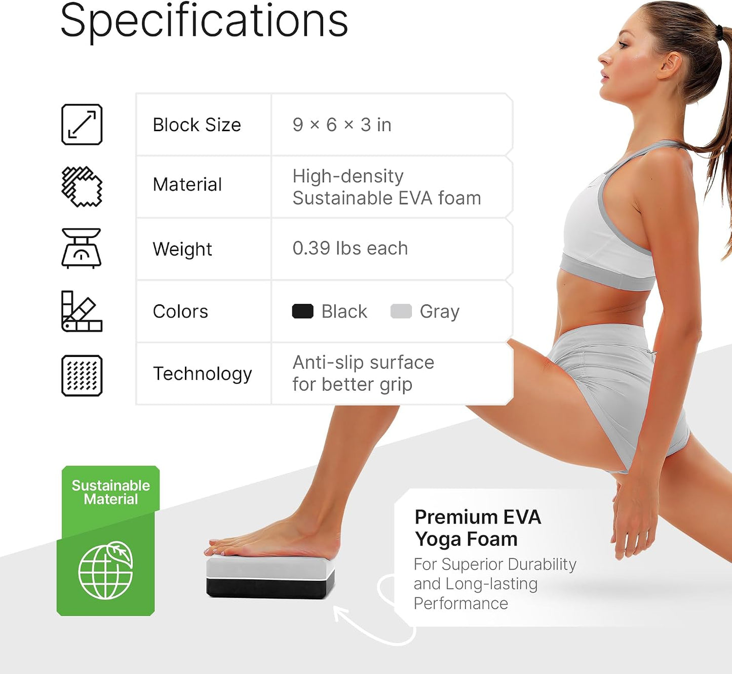 Yoga Blocks 2 Pack with Strap and Guide – Soft Non-Slip EVA Foam Blocks | High-Density Pilates Blocks for Home Workouts, Dance, Ballet, Gymnastics & Stretching Exercise, Dance Accessories and Gifts