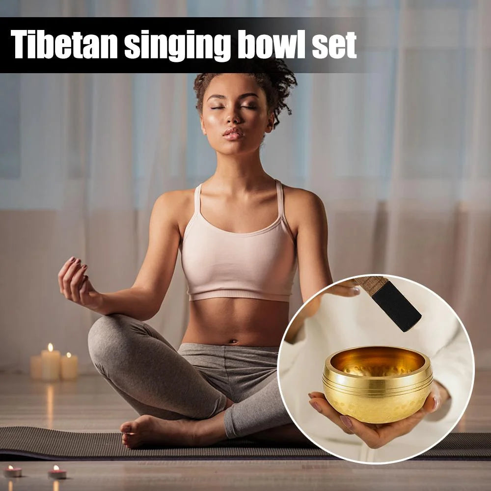 Singing Bowl Set 8 Cm Mallets and Yellow Ring Cushion Hand Hammered in Nepal Singing Bowl for Yoga, Chakra, Meditation Accessories