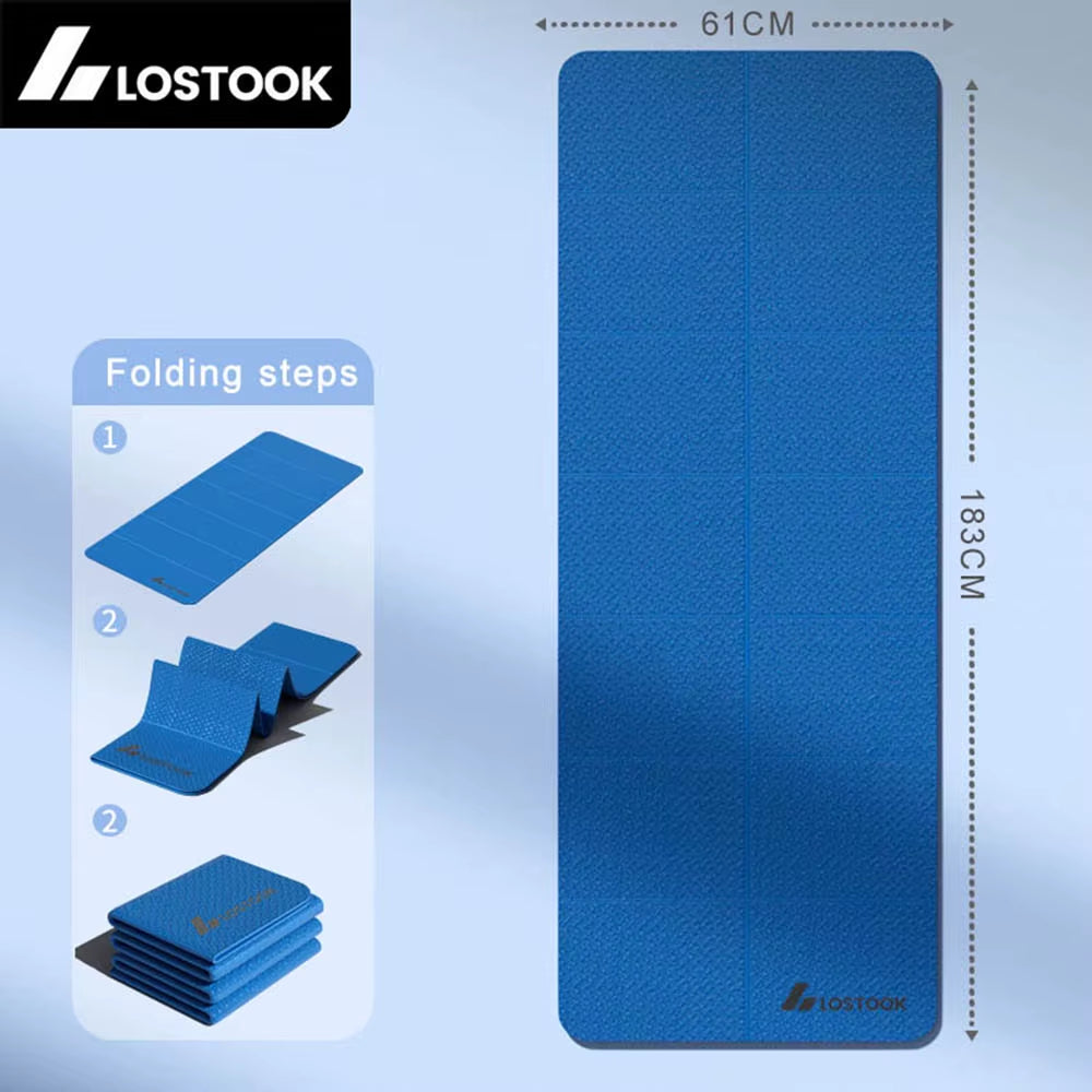 4Mm Thick TPE Foldable Yoga Mat Easy to Store Travel Exercise Mat for Yoga Pilates Home Workouts and Floor Exercises