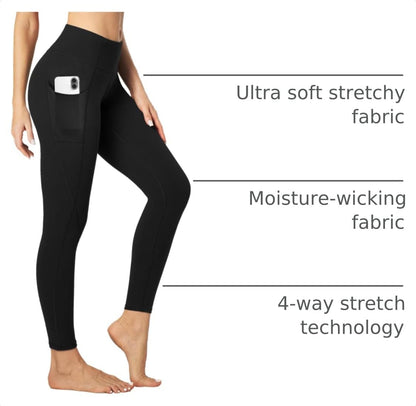 Leggings with Pockets for Women Tummy Control High Waisted Yoga Pants Women Compression Workout Leggings