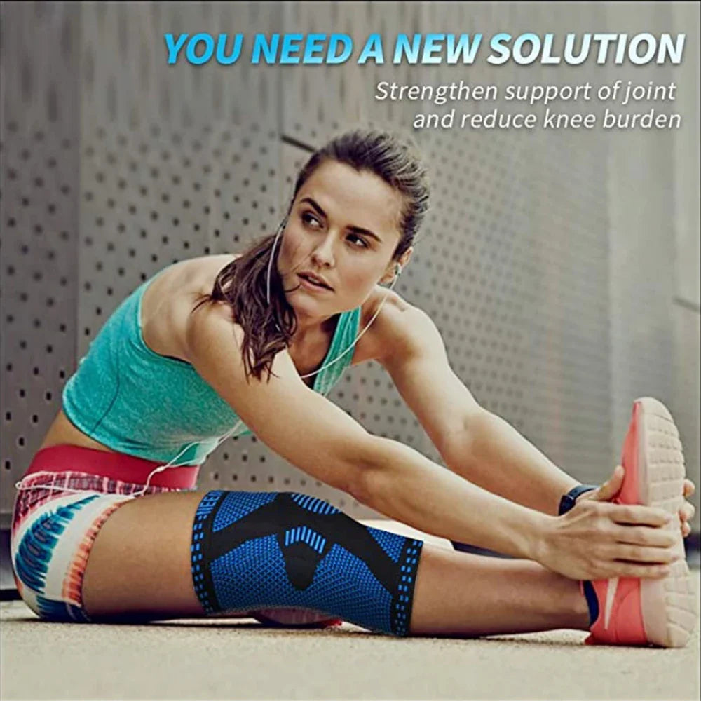 Gray Adjustable Knee Sleeve with Side Stabilizers - Knee Compression Sleeve for Men & Women, Knee Brace for Meniscus Tear, Arthritis Pain, Running, Sports & Injury Recovery Knee Support