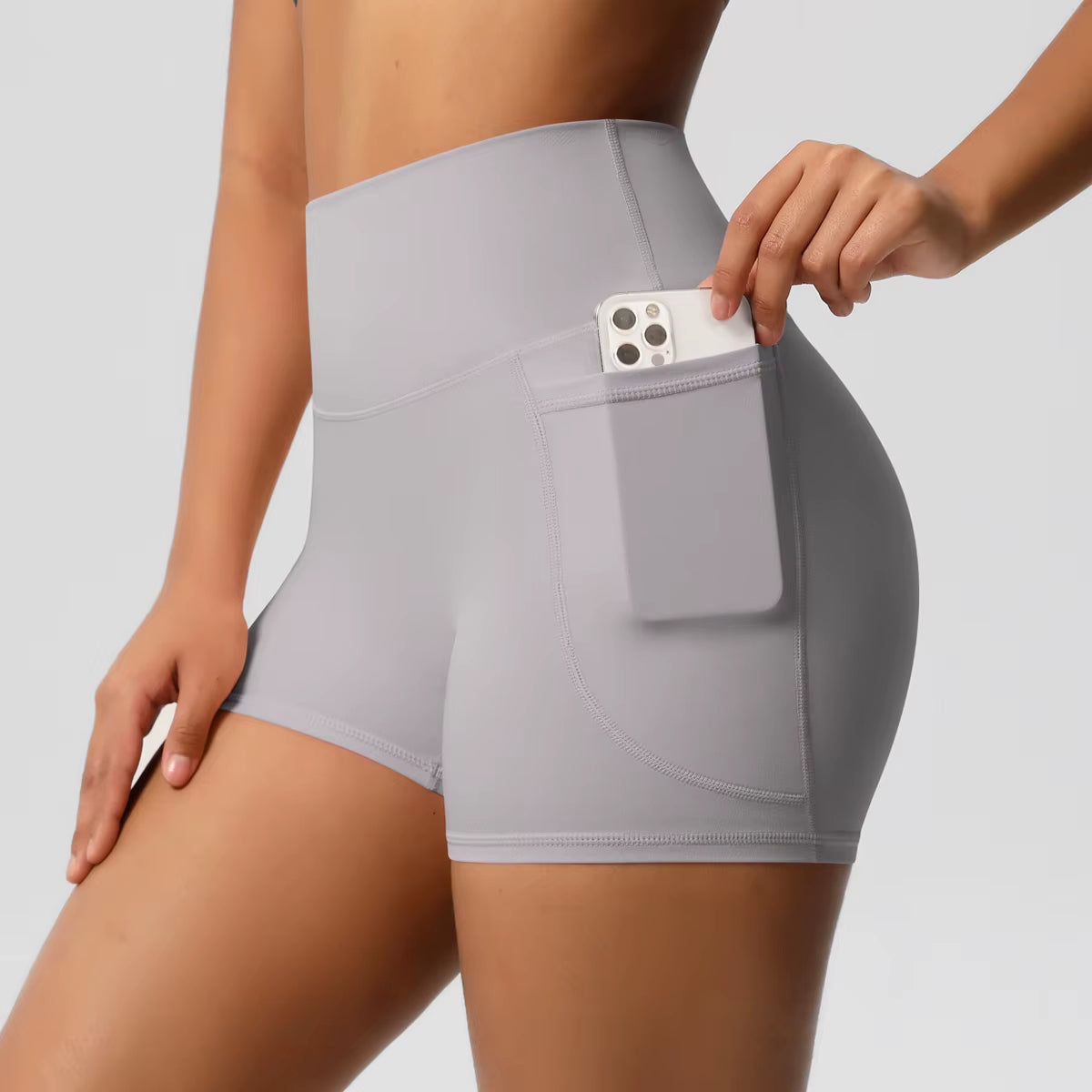 Women Sports Short with Pocketedyoga Legging Shorts Squat Proof High Waist Fitness Tight Shorts Quick Drying Cycling Workout Gym