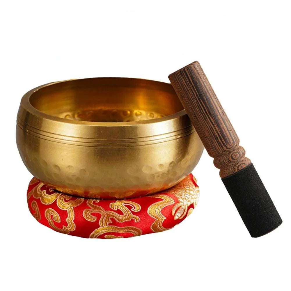 Singing Bowl Set 8 Cm Mallets and Yellow Ring Cushion Hand Hammered in Nepal Singing Bowl for Yoga, Chakra, Meditation Accessories