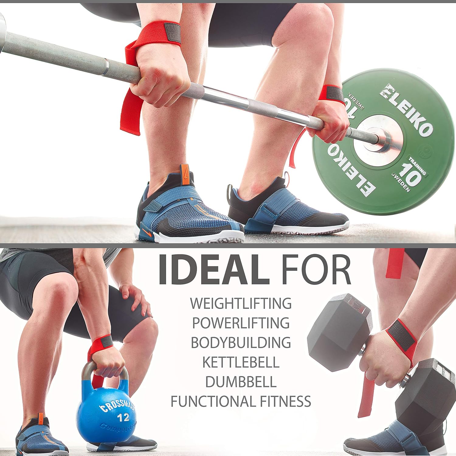 Lasso Lifting Wrist Straps for Cross Training - Rated at 770 Lb - Hand Wraps for Olympic Weightlifting, Powerlifting, Weight Lifting, Bodybuilding Strength Deadlift Gym Bar, Cotton