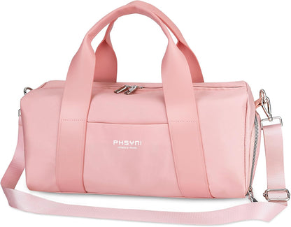 16" Gym Bag for Women,With Shoes Compartment and Waterproof Pocket(Pink) | Personal Item Travel Workout Bag for Run,Gymnastics, Swimming