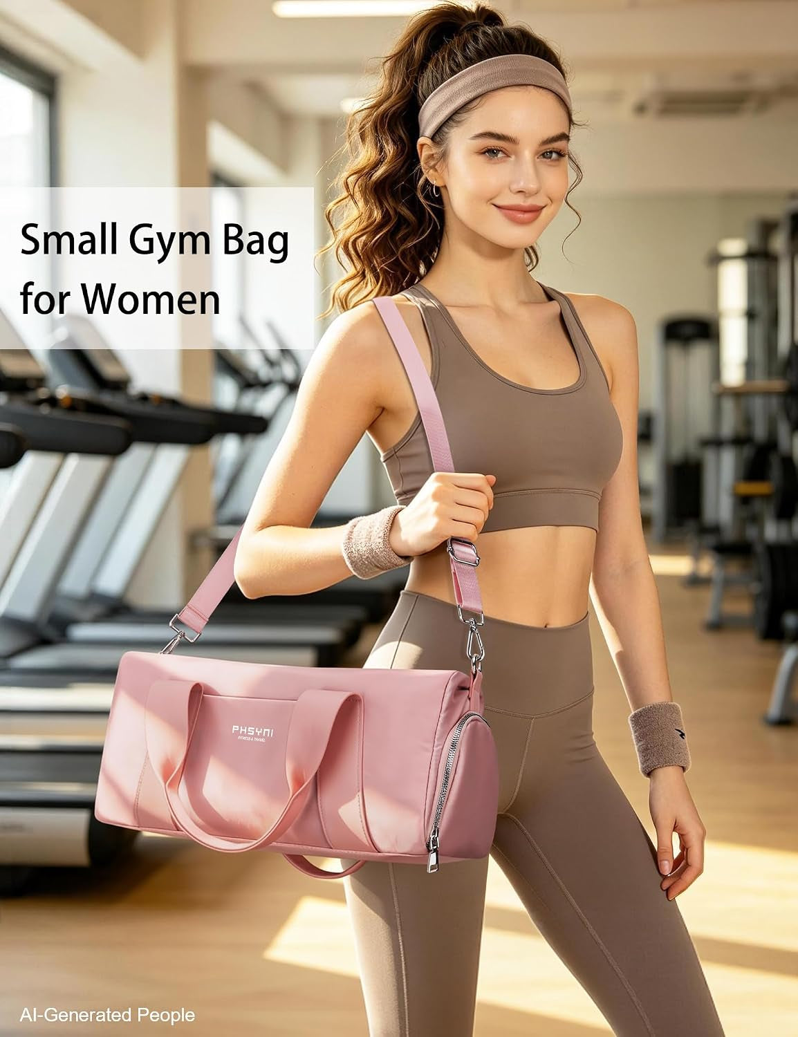 16" Gym Bag for Women,With Shoes Compartment and Waterproof Pocket(Pink) | Personal Item Travel Workout Bag for Run,Gymnastics, Swimming