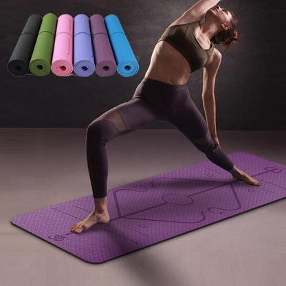 Non Slip Yoga Mat with Position Lines Beginner Fitness Exercise Workout