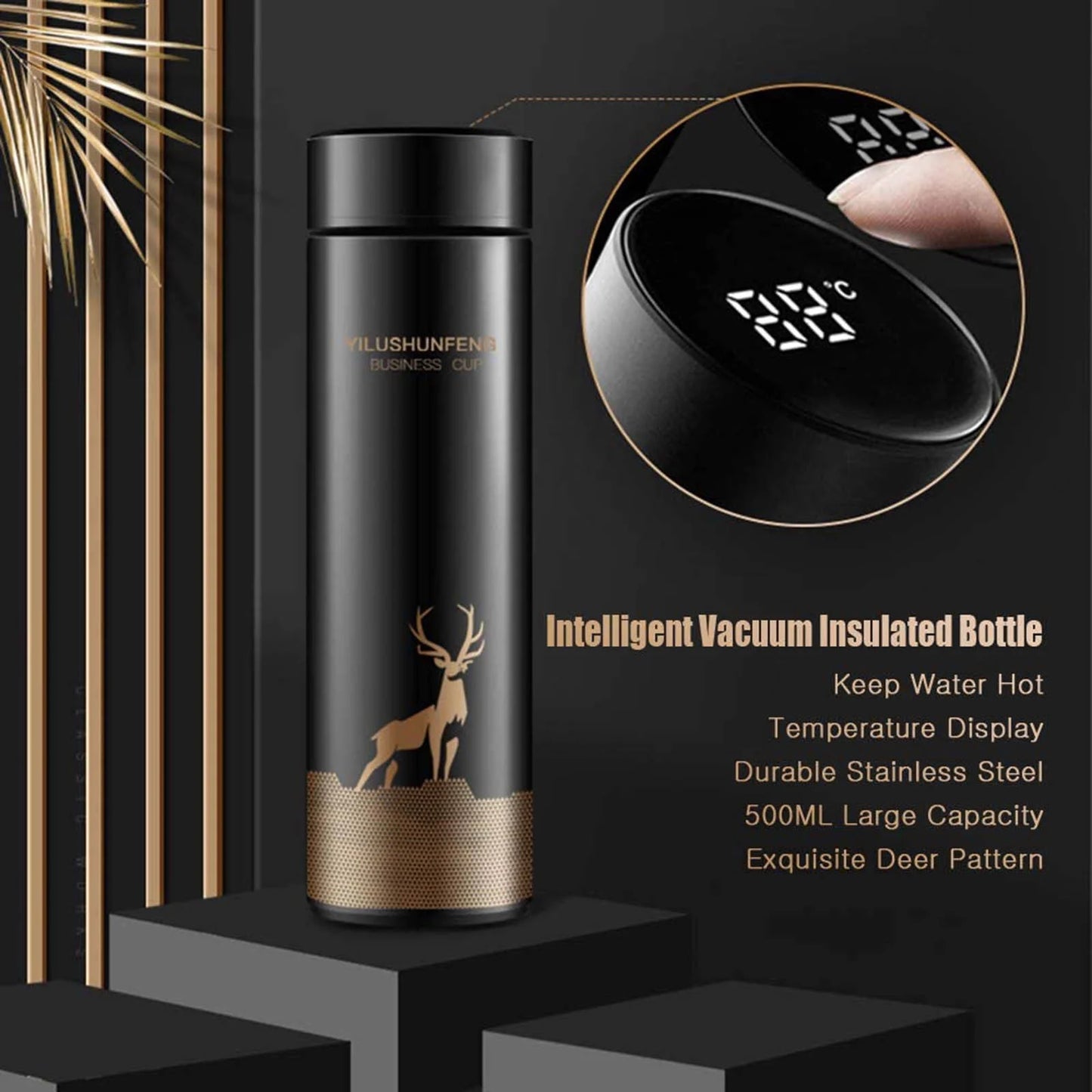 500Ml Thermosflasche Intelligente Temperaturanzeige Flasche Smart Coffee Cup Glass&Bottle Happy Day!