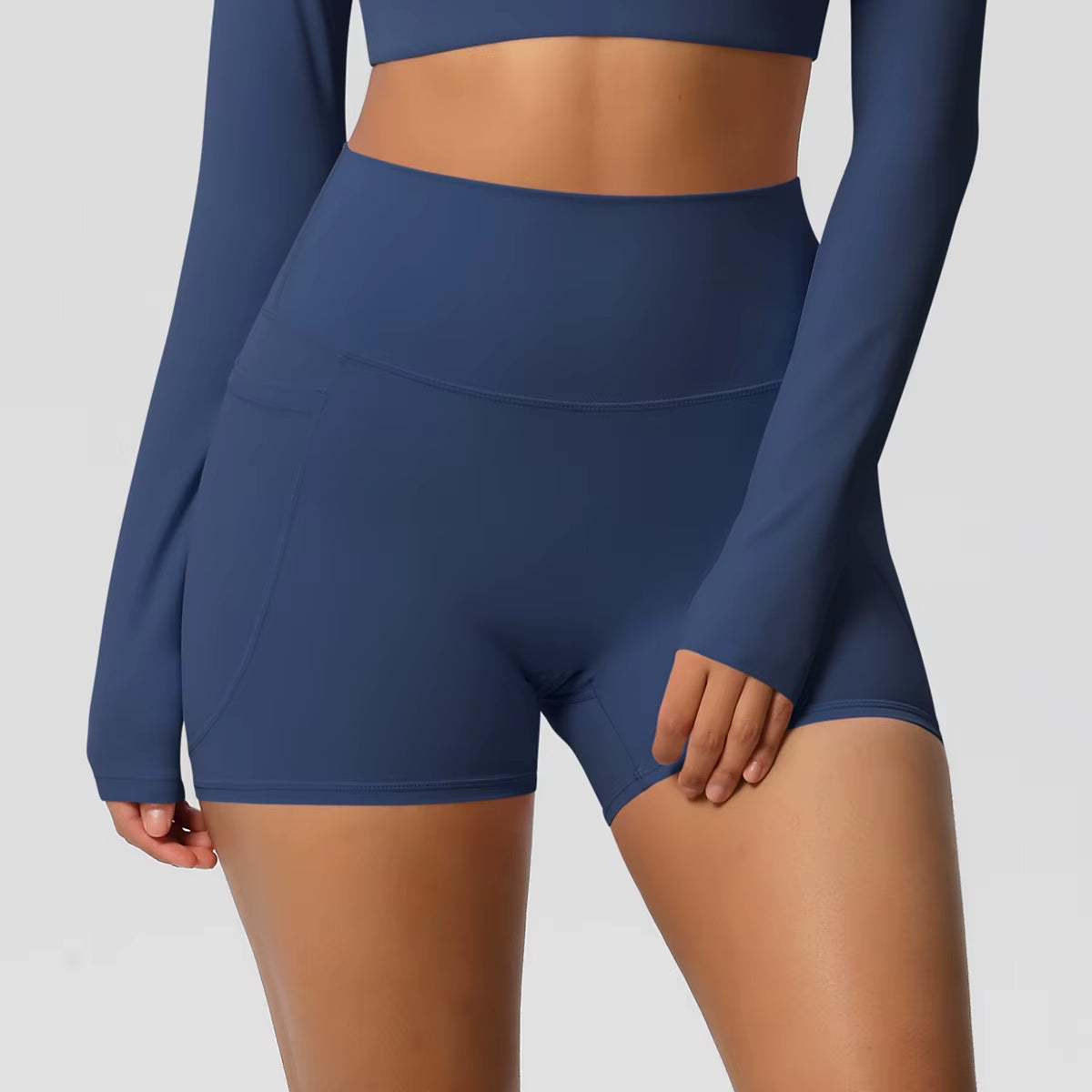 Women Sports Short with Pocketedyoga Legging Shorts Squat Proof High Waist Fitness Tight Shorts Quick Drying Cycling Workout Gym