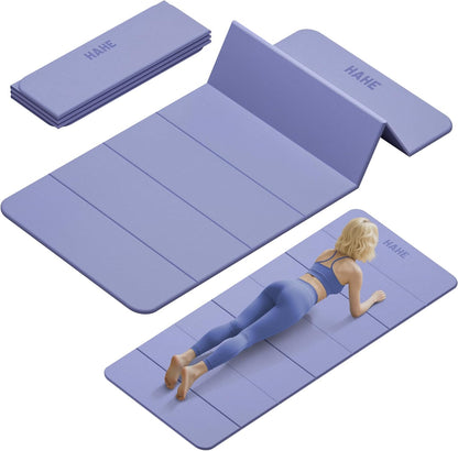 Foldable Yoga Mat 74"Lx32"Wx1/3"Thick, Folding Exercise Mats | Non-Slip Wide Pilates Mats for Home Workout/Travel, Portable Yoga Mat Thick for Yoga/Pilates/Camping/Floor Exercises