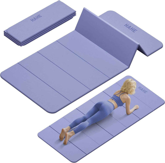 Foldable Yoga Mat 74"Lx32"Wx1/3"Thick, Folding Exercise Mats | Non-Slip Wide Pilates Mats for Home Workout/Travel, Portable Yoga Mat Thick for Yoga/Pilates/Camping/Floor Exercises