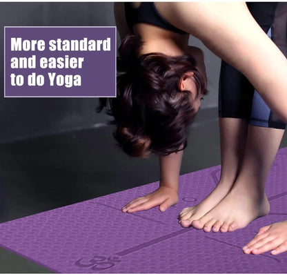 Non Slip Yoga Mat with Position Lines Beginner Fitness Exercise Workout