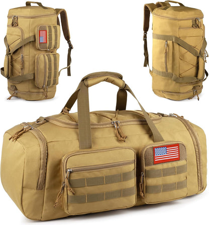 Tactical Gym Bag for Men,50L Large 3-In-1 Sports Duffle Bag for Travel Gym | Water Resistant ,Adjustable Shoulder Strap,Molle Weekender Overnight Bag with Shoes Compartment,Gym Backpack for Gym,Travel