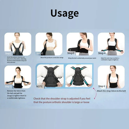 Posture Corrector for Women and Men, Back Support Brace for Neck Shoulder & Upper and Lower Back Pain Relief, Invisible Adjustable Lightweight Posture Corrector under Clothes(Black, Large)