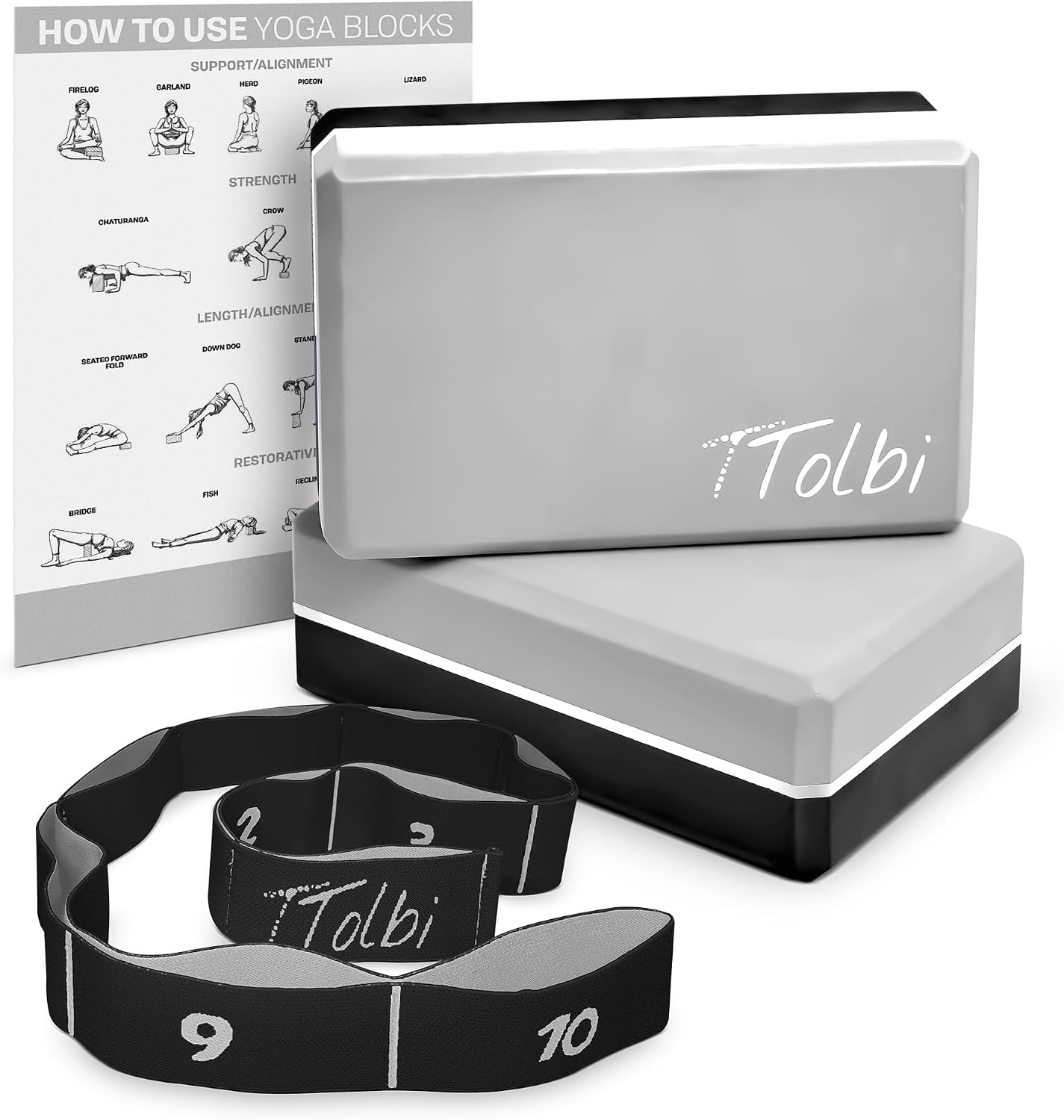 Yoga Blocks 2 Pack with Strap and Guide – Soft Non-Slip EVA Foam Blocks | High-Density Pilates Blocks for Home Workouts, Dance, Ballet, Gymnastics & Stretching Exercise, Dance Accessories and Gifts