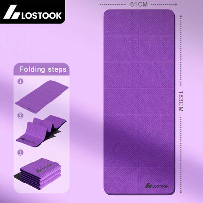 4Mm Thick TPE Foldable Yoga Mat Easy to Store Travel Exercise Mat for Yoga Pilates Home Workouts and Floor Exercises