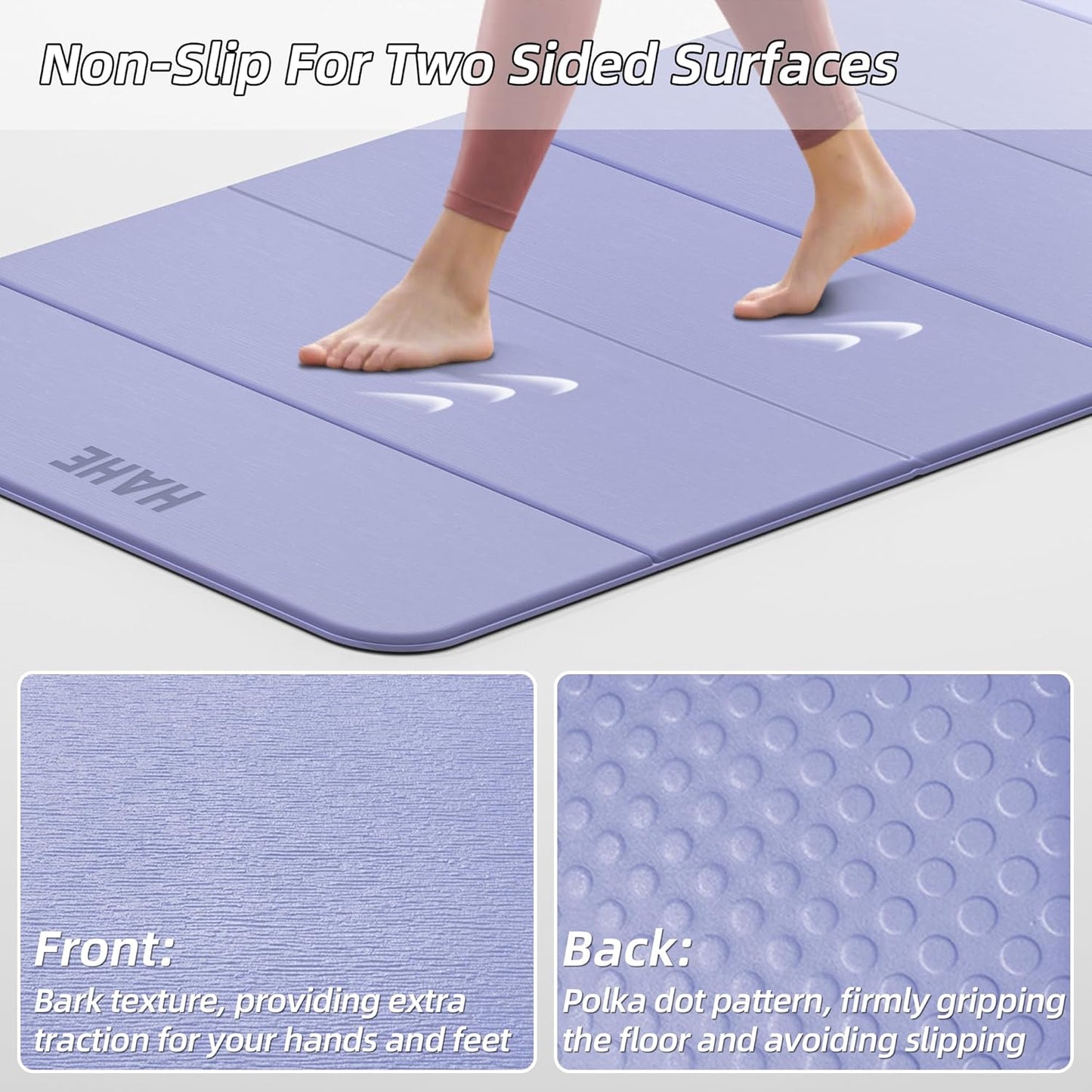 Foldable Yoga Mat 74"Lx32"Wx1/3"Thick, Folding Exercise Mats | Non-Slip Wide Pilates Mats for Home Workout/Travel, Portable Yoga Mat Thick for Yoga/Pilates/Camping/Floor Exercises