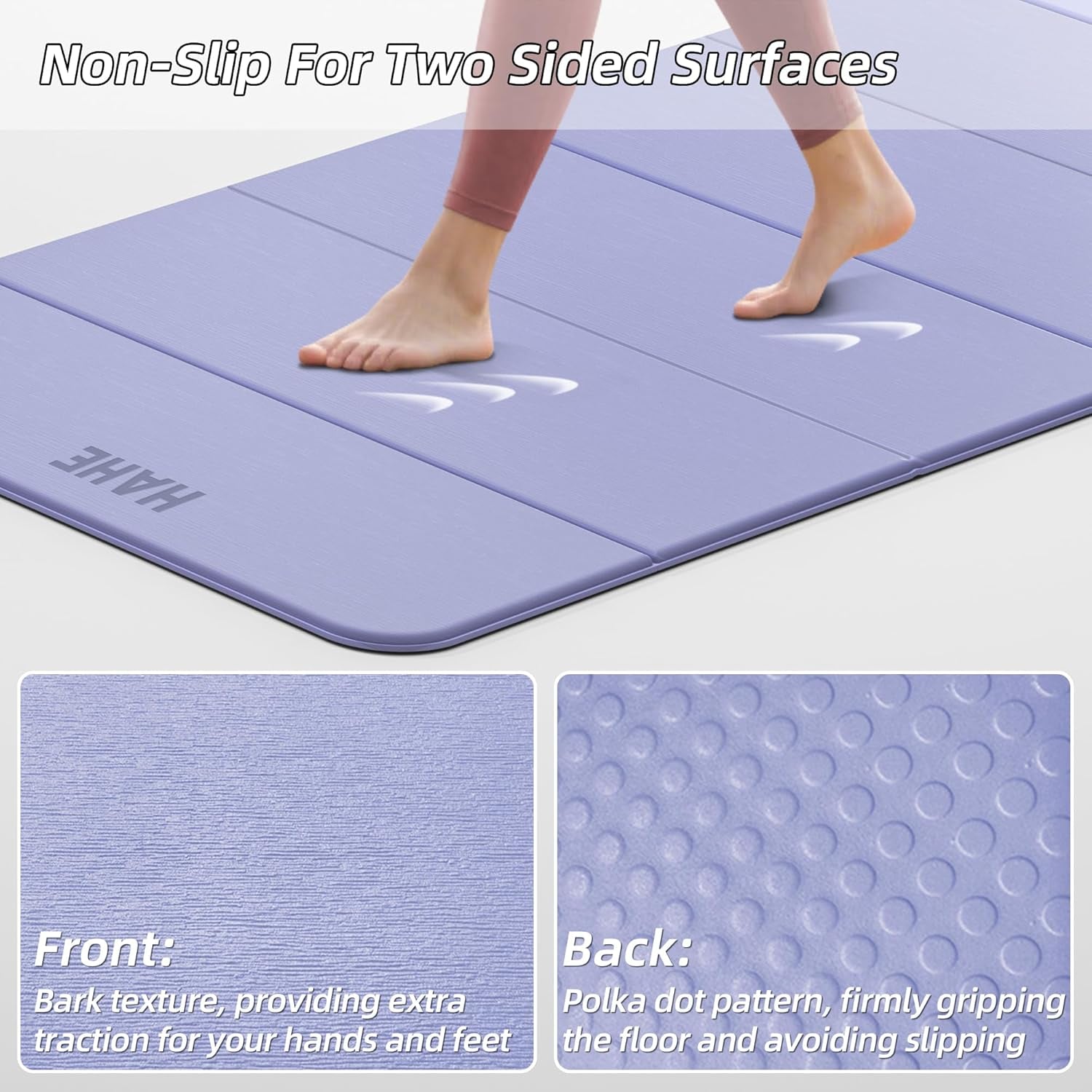 Foldable Yoga Mat 74"Lx32"Wx1/3"Thick, Folding Exercise Mats | Non-Slip Wide Pilates Mats for Home Workout/Travel, Portable Yoga Mat Thick for Yoga/Pilates/Camping/Floor Exercises