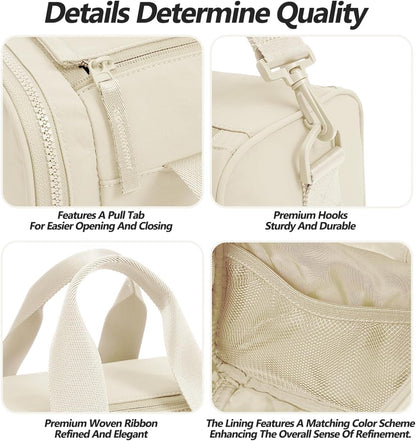 Small Gym Bag Bag with Wet Compartment and Coin Purse Duffel Bags Dance Yoga Workout Bag,Mini Gym Bag for Women (Small Gym Bag - Beige)